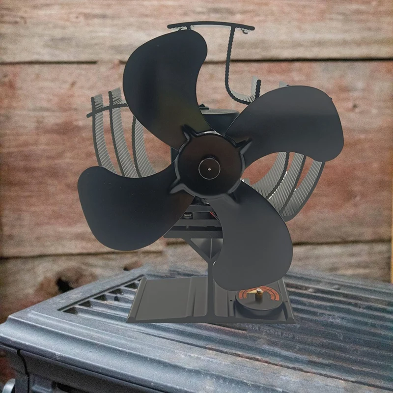 Wood Stove Fan Heat Powered 4-Blade Fireplace Fan For Wood/Fireplace/Log Burner 60 Degree Shaking Heads Fan