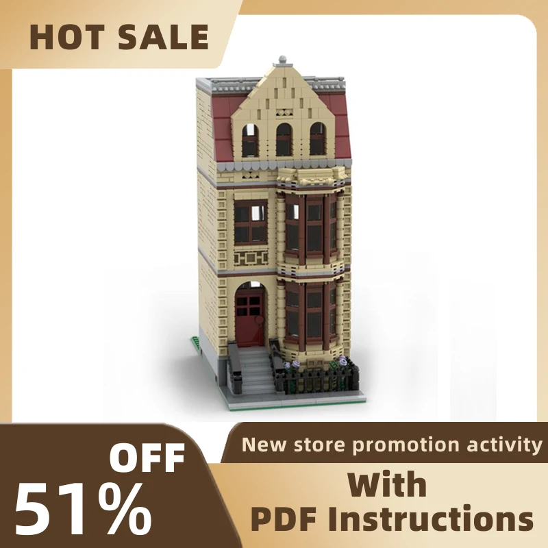 New City Hot Selling Street View Moc Greystone Modular House Model Building Blocks Diy Kreatywne pomysły Zabawki dla dzieci Prezent urodzinowy