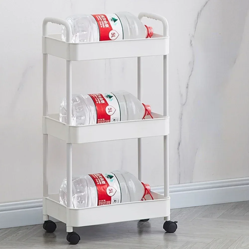 3/4 Tier Trolley Organizer with Wheels Gap Storage Rack Cart Mobile Plastic Storage Racks Bookshelf Kitchen Bedroom Organizers