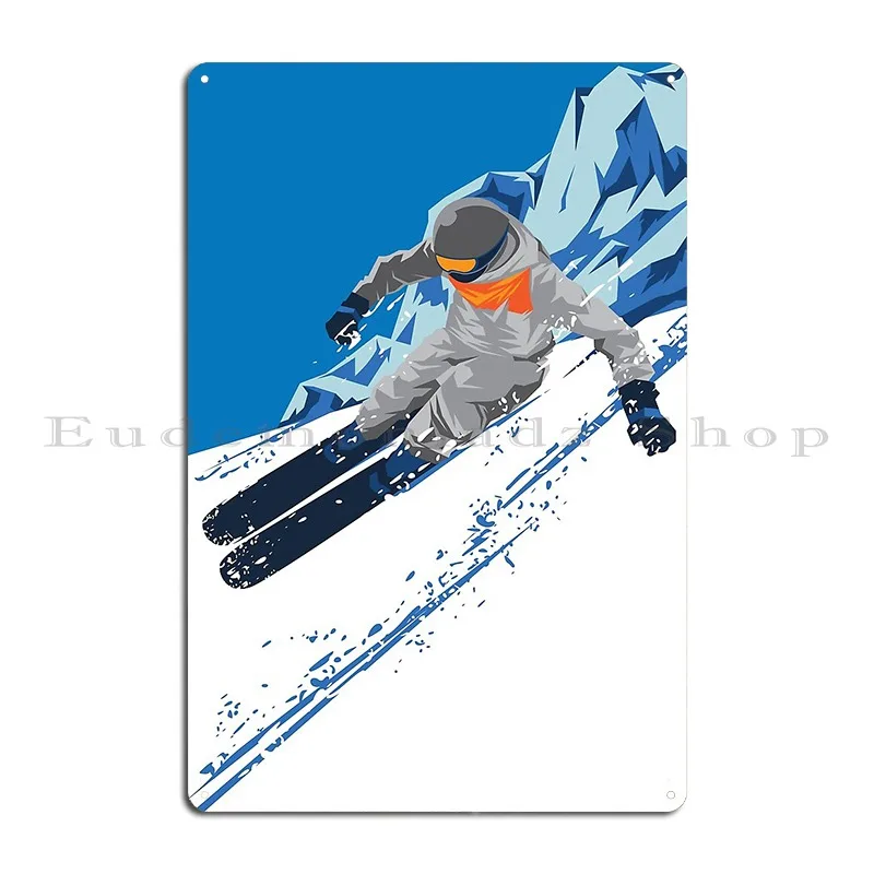 Downhill Skiing Snow Skier Ski Winter Sports Metal Signs Decoration Home Cinema Design Cave Tin Sign Poster