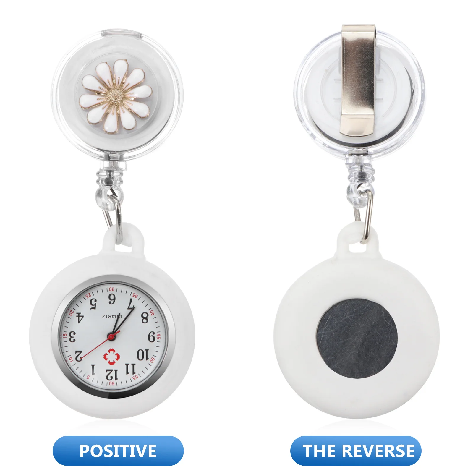 

Nurse Fob Watch Alloy Quartz Movement Water Resistant Pocket Watch For Women Men Adjustable Date Weekday Super Clear Glass