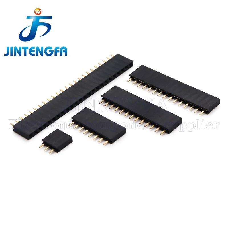 20PCS 2.54mm Black single row Female Header Connector 2P 3P 4P 5P 6P 7P 8P 9P 10P 11P 12P 13P 14P 15P 16P 18P 20P 40Pin PCB JST