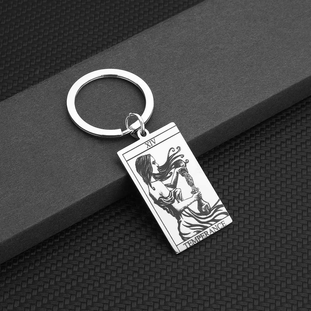 Stainless Steel Tarot Keychain Ancient Greek Mythology Pendant Keychain For Men Women Hip Hop Punk Keyring Jewelry Decor Gift