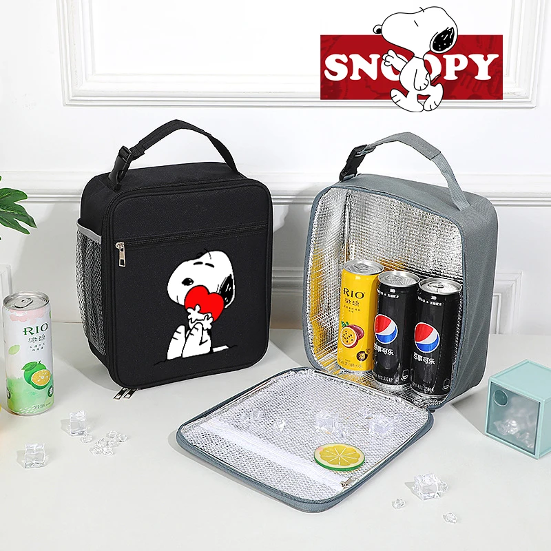 Snoopy Lunch Bag Large Capacity with Aluminum Foil Insulation for Work Fashion Anime Simple Practical Insulated Picnic Handbag