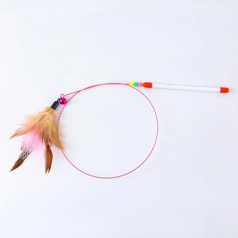 Bell Feather Cat Tease Steel Wire Lengthened Flexible Steel Wire Rod Cat Toy Pet Supplies Cat Self-Hi Rod Cats For cat Cat toys