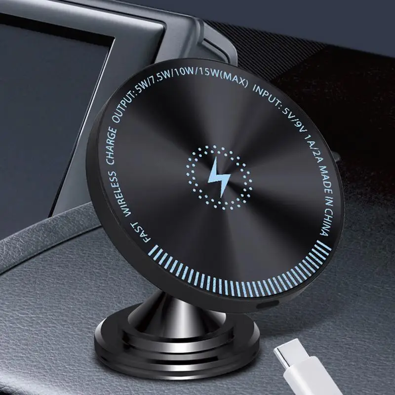 Magnetic Car Phone Holder Magnetic Wireless Charger Adapter Sleek Portable Phone Holder Cell Phone Mount For Smartphones Tablets