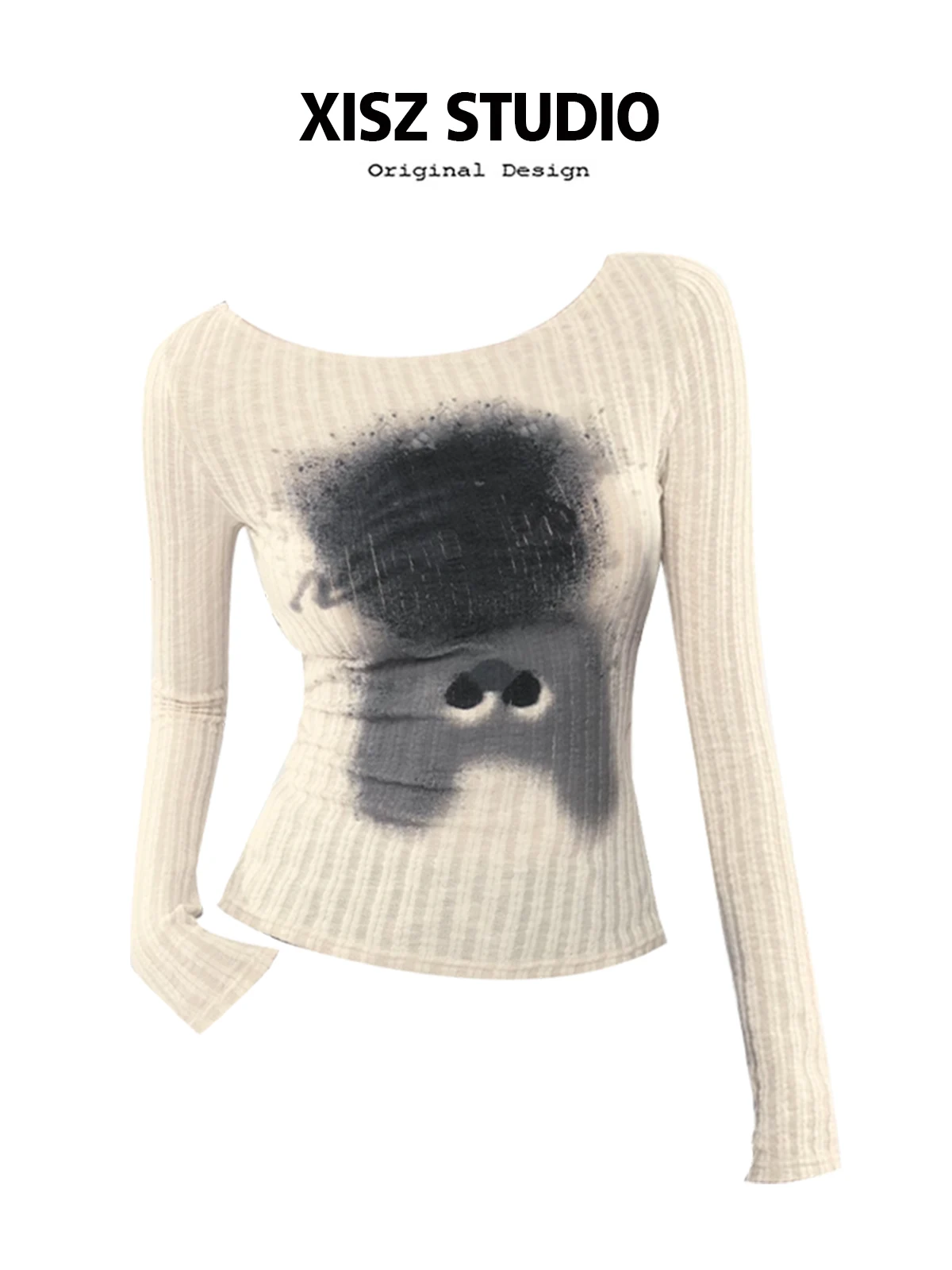 

Women Apricot Torn T-shirt Harajuku Korean Y2k Tees Top Vintage 90s Aesthetic Long Sleeve T-shirt 2000s Trashy Clothes 2025