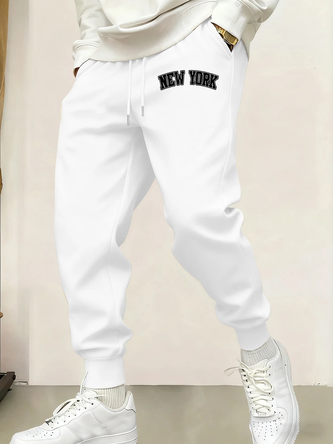 

Новые мужские спортивные штаны с креативным принтом Y2K, повседневные брюки на шнурке, модные теплые брюки в стиле хип-хоп, уличные универсальные длинные брюки