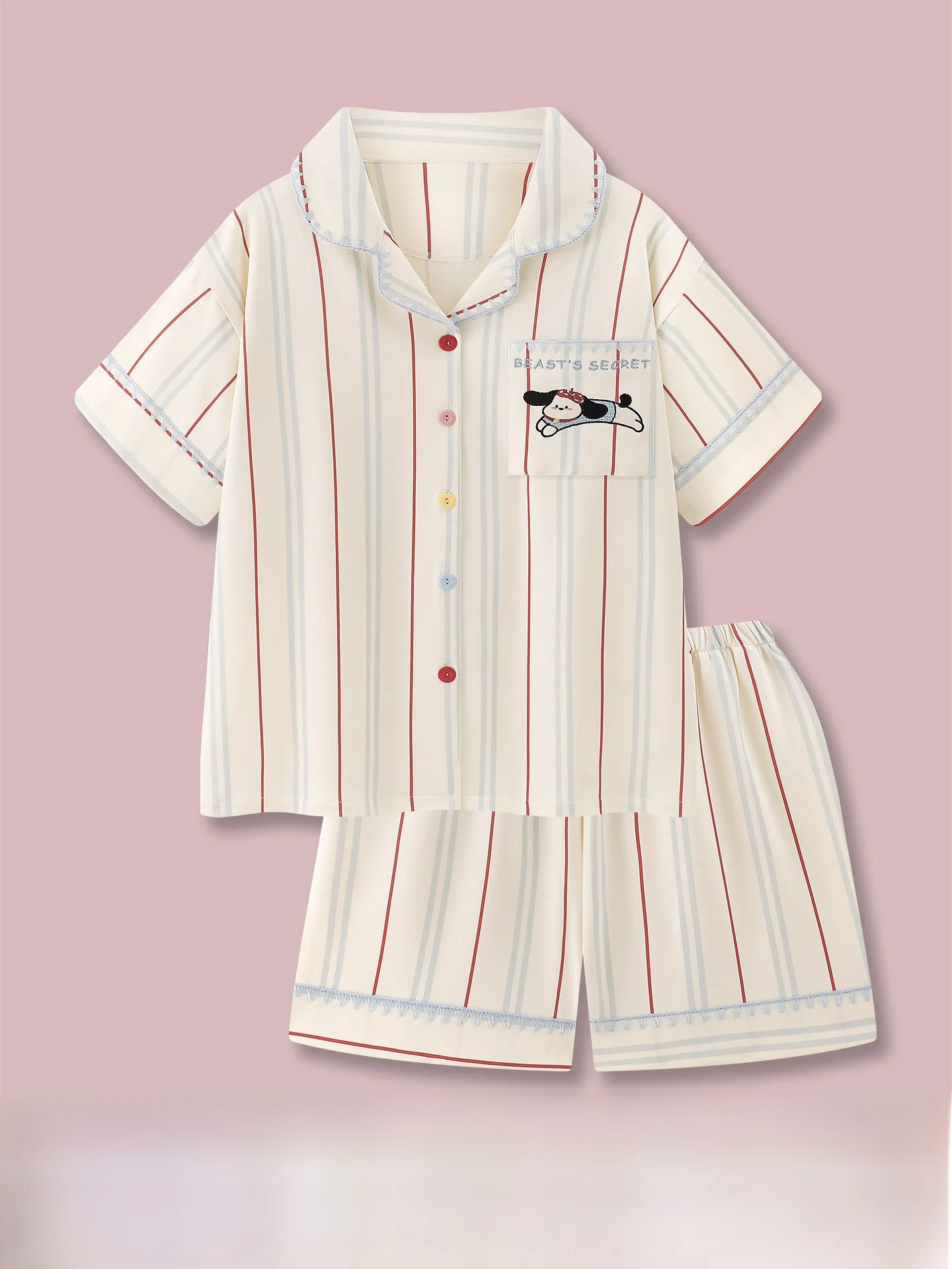 パチャリトルドッグクールセンセーションピュアコットンパジャマ女性の夏2026新しいストライプ半袖ホーム服夏セット