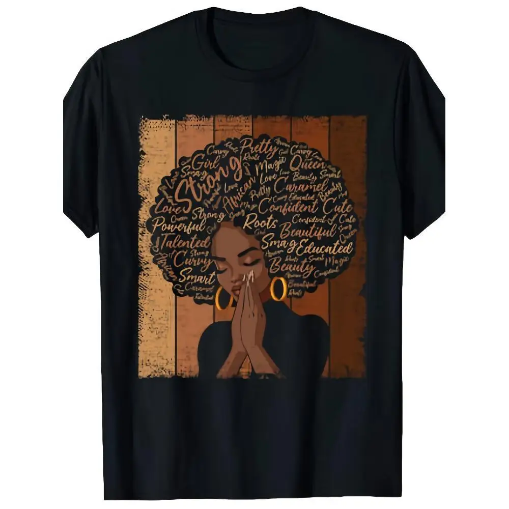 

Melanin Afro Queen Black Women T-Shirt Creative Print Women'S T-Shirt, Comfortable & Soft, Breathable Fabric for Year-Round Wear