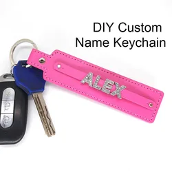 Mode Leder, Personalisierte Strass Name Brief Zahlen Auto Keychain Schlüsselring Halter Valentinstag Liebe Geschenk