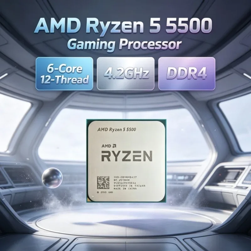 AMD Ryzen 5 R5 5500 Desktop CPU 6-Core 12-Thread 3.6GHz Base 4.2GHz Boost 16MB L3 7nm 65W AM4 Socket DDR4 Memory for Office