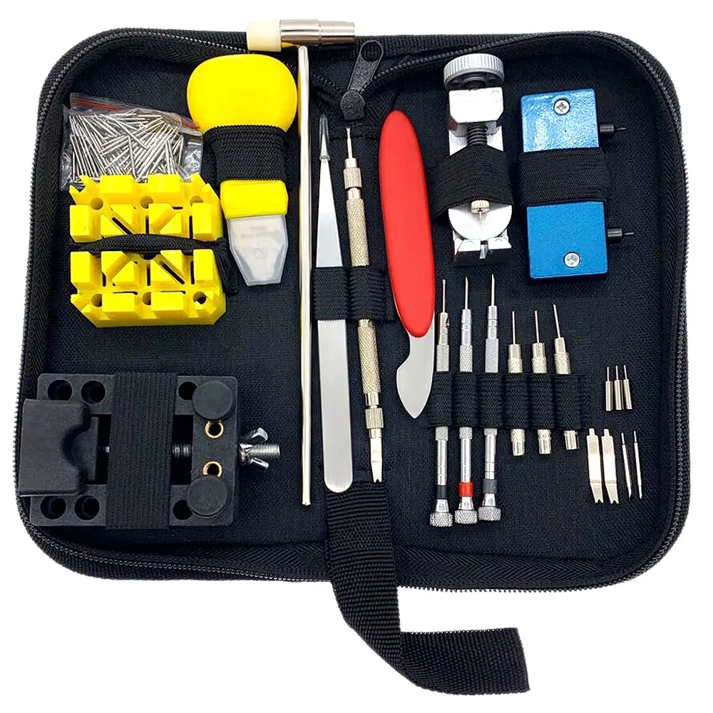 1 Set of 130 Watch Repair Tool Kit Case Opener Spring Lever Tool with Carrying Case Chain Link Removal Tool Kit