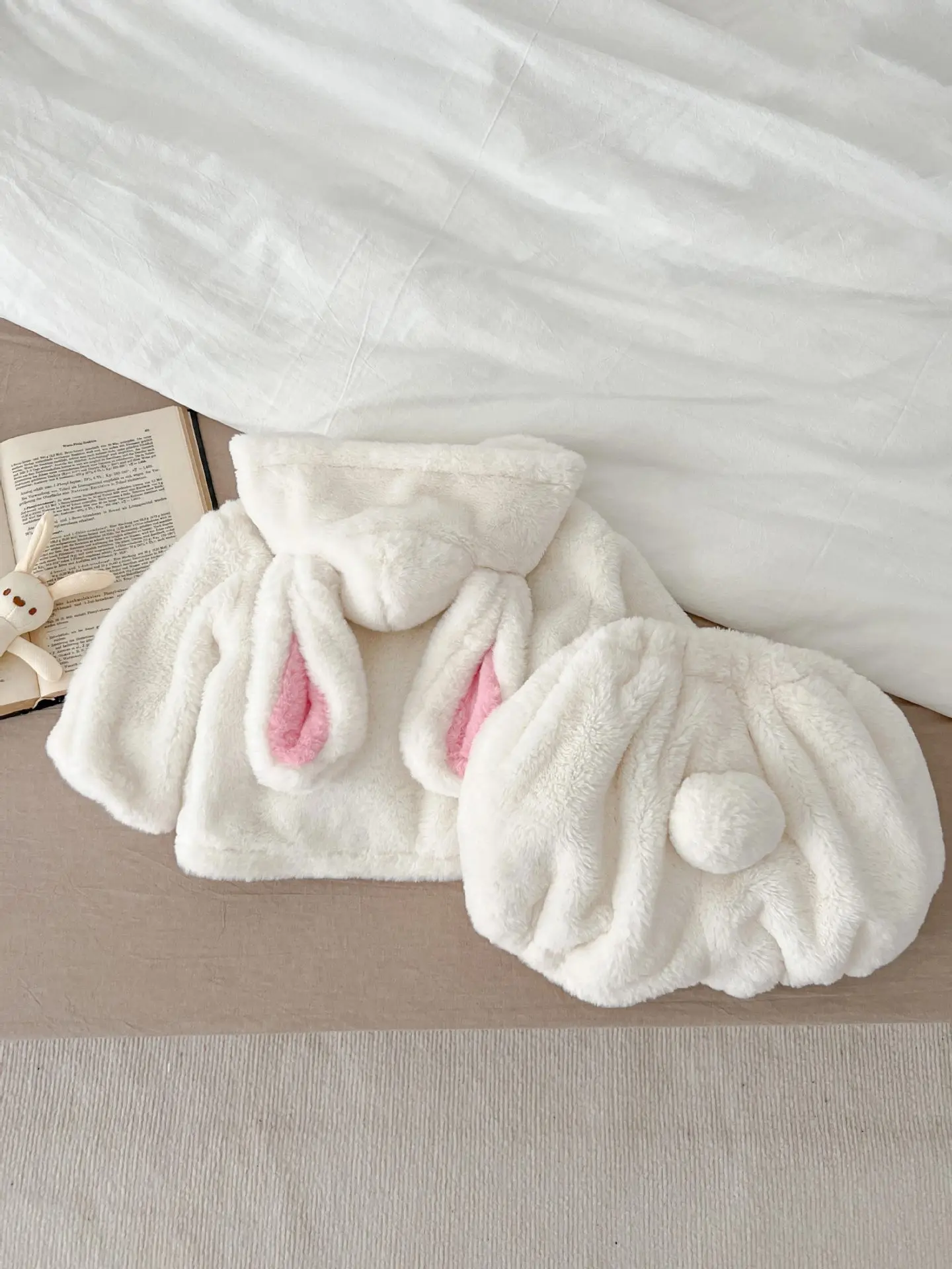 2psc Winter Newborn Infant Baby Girls Plush rabbit ear Hoodie + Shorts Kids Fashion Baby clothing