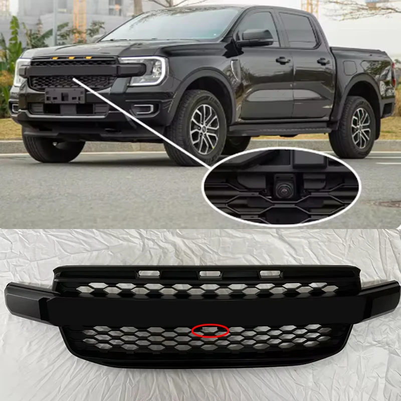 Auto Accessories Front Racing Grills for  Everest Ranger T9 Wildtrack XLT 2022 2023 2024+ Abs Grill Grille Mesh Mask Cover