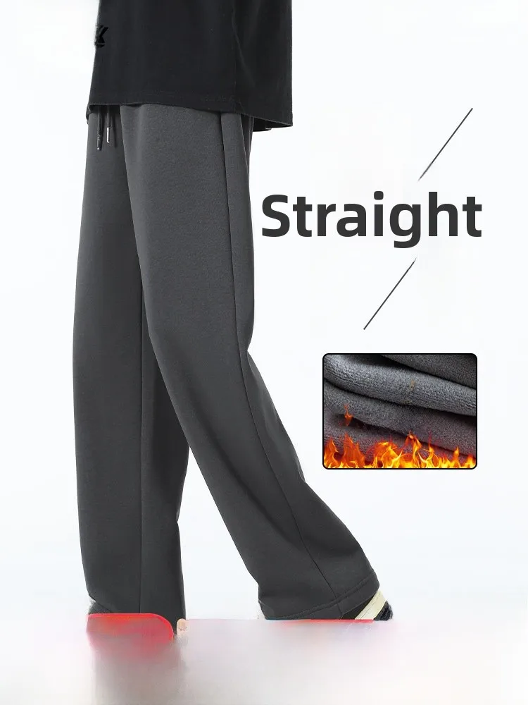

Thiened Fce Men's Casual Pants Winter Warm Straight Leg Trousers Snow Flng Brand Comfortable Breathable Casual Sle