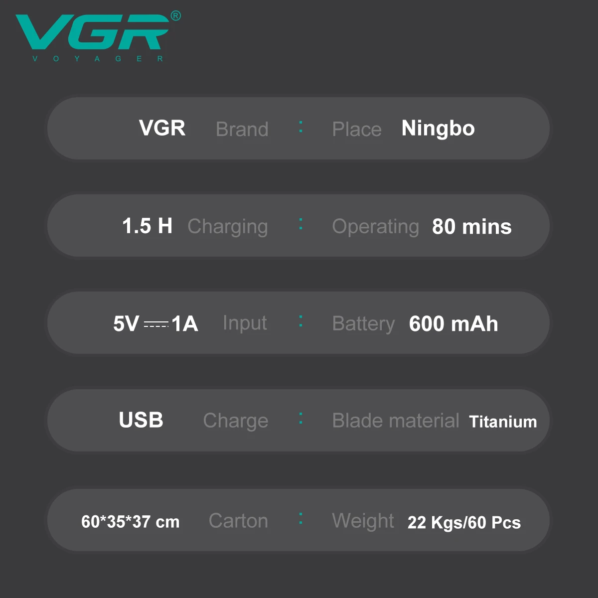 VGR Shaver Professional Razors Rechargeable Beard Trimmer Reciprocating Shaver Electric Trimmer Shaving Machine for Men V-363