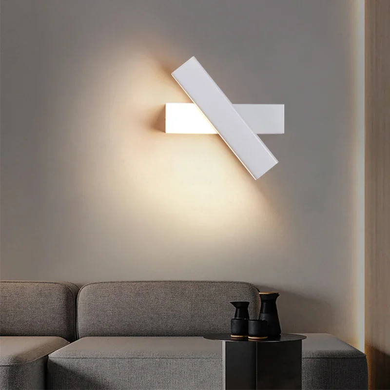 Modern LED Wall Light 350° Rotatable Wall Lamp for Bedroom Living Room Indoor Wall Sconces Lighting Fixture