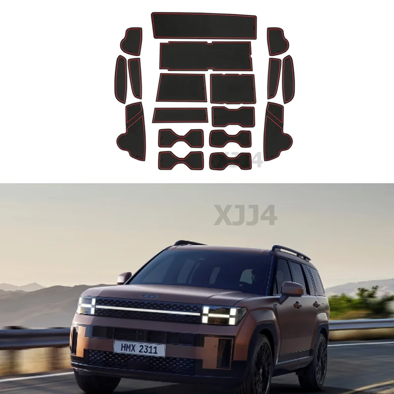 

for Hyundai Santa Fe 2024 Car Anti-Slip Gate Slot Cup Mat Door Groove Non-slip Pad Interior Car-styling Accessories Coaster Mats