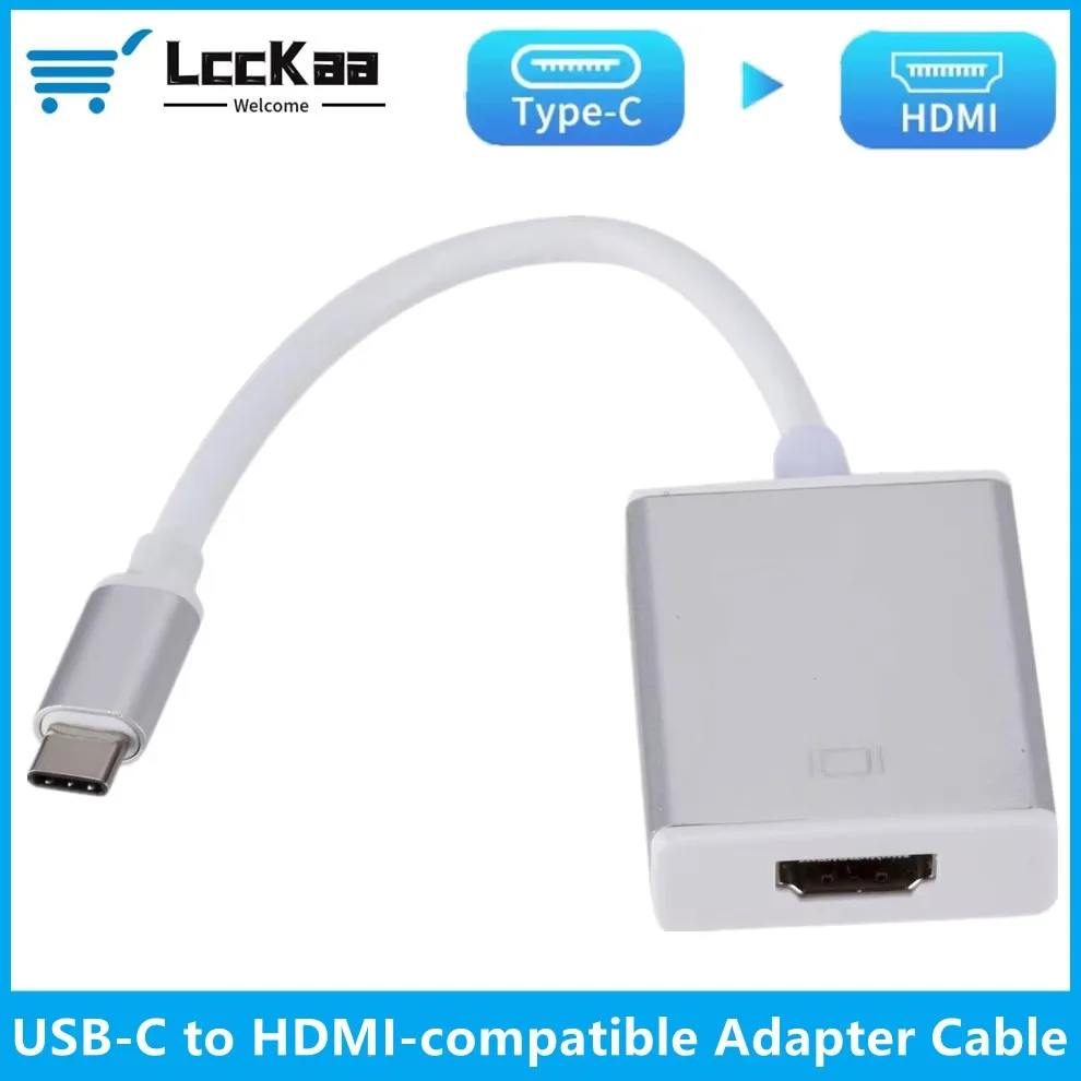 Lcckaa USB C to HDMI-Compatible Cable 4K Type C to HDMI-Compatible Adapter for Huawei Samsung Laptop Mobile Phone Tablet MacBook
