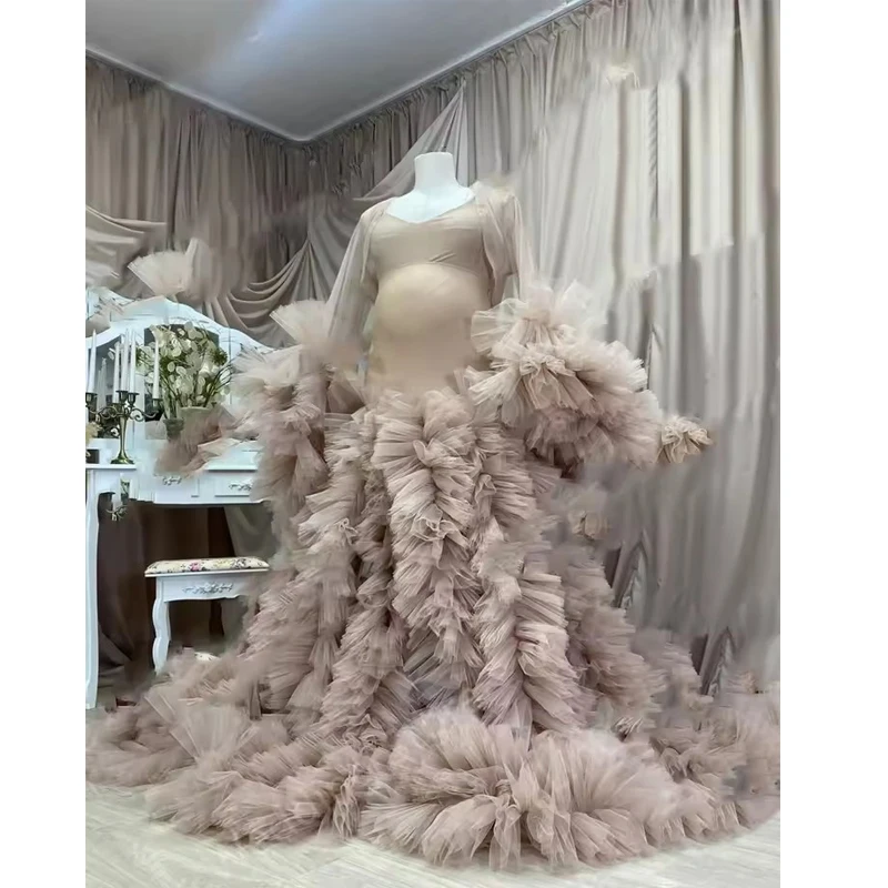 Ruffles shawl Maternity Dress suit for Photography Baby Shower платье для беременных فساتين حوامل vestidos para embarazadas