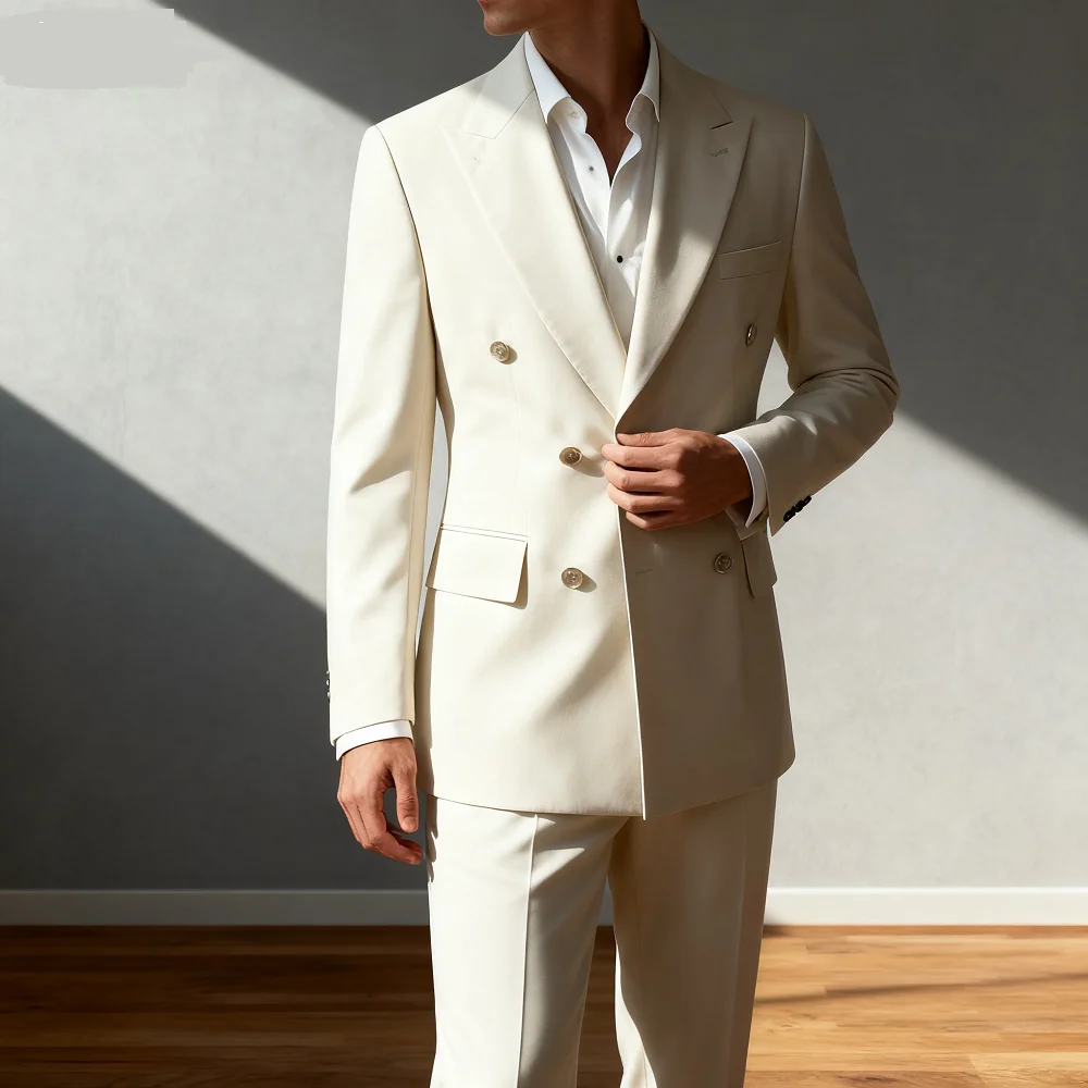 

2-Piece Formal Men's Terno with Peak Lapel Blazer Classic Smoking Suit for Wedding Slim Fit Custom-Made Male Attire