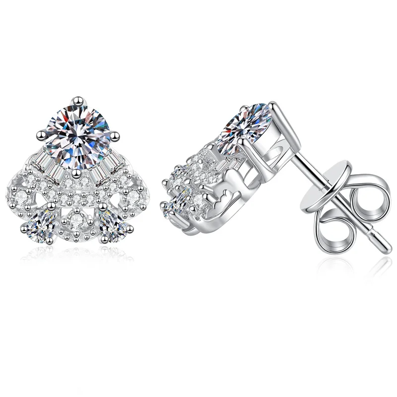

E362 Lefei Fashion Color D Diamond-set Classic 0.5ct Moissanite Design Dress Skirt Earrings Women s925 Silver Party Jewelry Gift