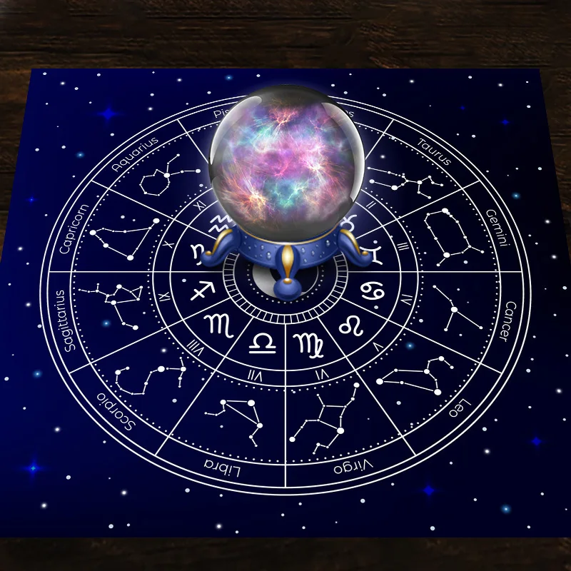 Horoscope signs of the zodiac Tarot Tablecloth Altar Cloth Wheel of The Zodiac Astrology Sun Moon Witchcraft Supplies home Decor