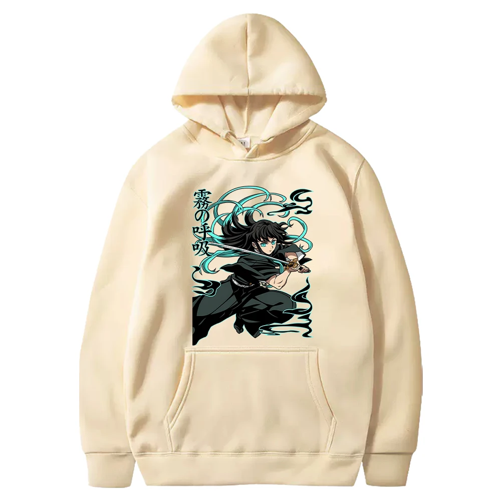 Harajuku Anime Demon Slayer Tokitou Muichirou Graphic Printed Hooded Men Women Classic Hoodies Oversize Pullover Male Sweatshirt