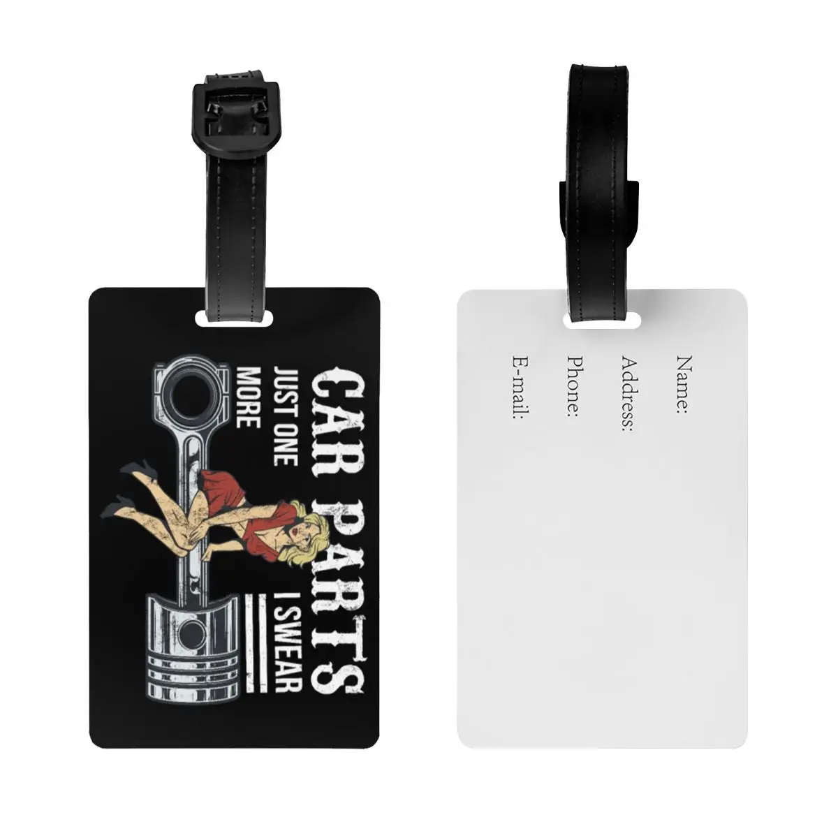 Custom Car Parts Just One I Swear More Luggage Tag Custom Mechanic Engineer Gift Baggage Tags Privacy Cover Name ID Card