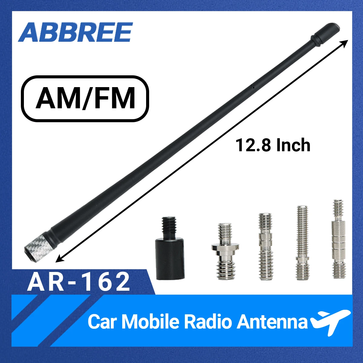 

ABBREE AR-162 Car Mobile Radio Antenna High Gain Flexible Rubber Vehicle AM FM Antenna for Jeep Toyota Ford Mazda Audi Honda WRC
