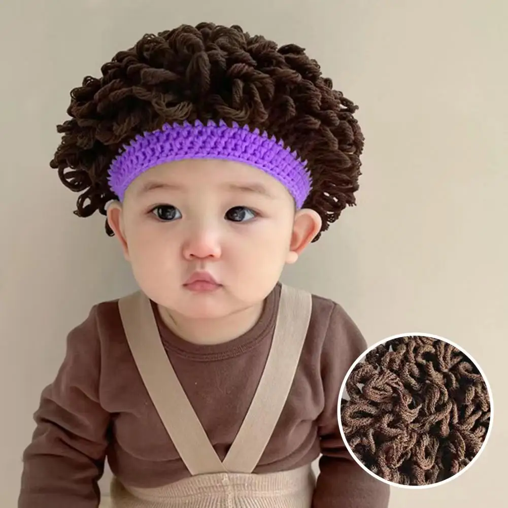 Topi Wig bayi, topi Wig bayi lucu, gaya Rock, kepala kipas keriting pendek, topi Wig foto, topi Wig ledakan