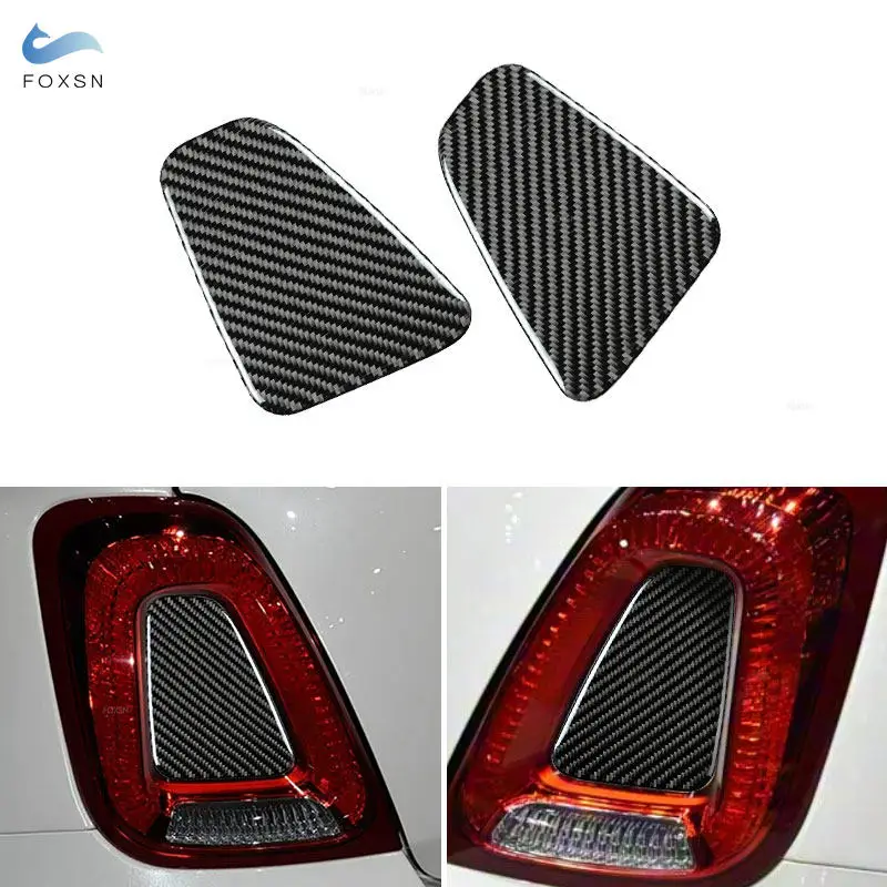 

For Fiat 500 Abarth 595 695 2017-2023 2pcs Soft Carbon Fiber Decoration Car Accessories Exterior Rear Tail Light Cover Trim