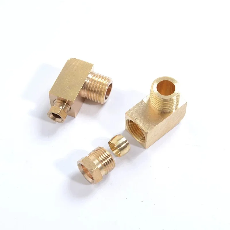 Customized PL-408 Compression Ferrule Brass Right Angle Elbow Adaptor New Condition Hydraulic Pipe Fitting Joint