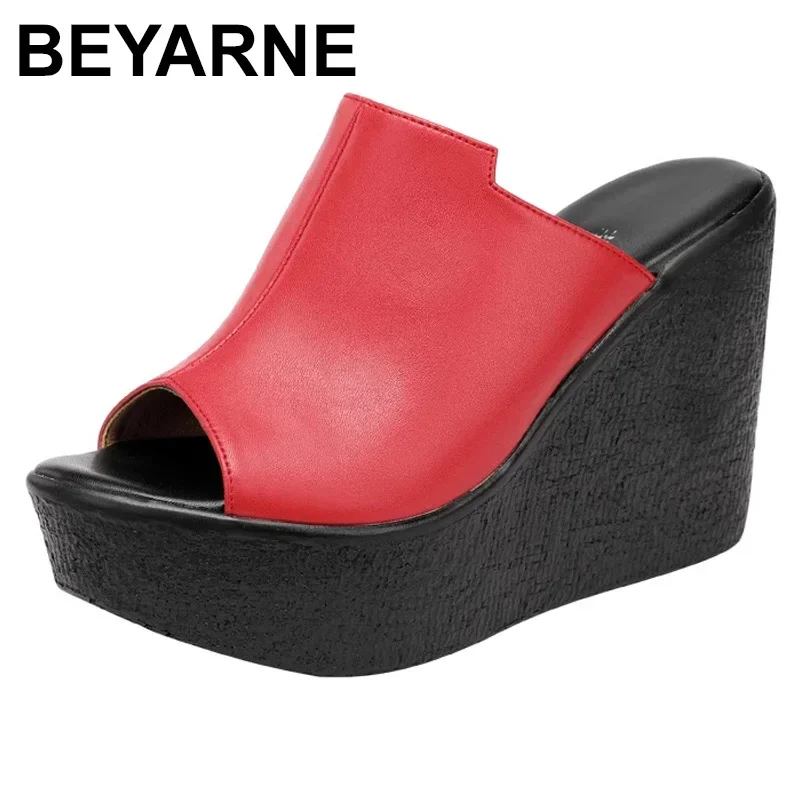 BEYARNE Wedges Heel Sandals Women\'s Summer Platform Open Toe Summer Shoes Woman White Sandals