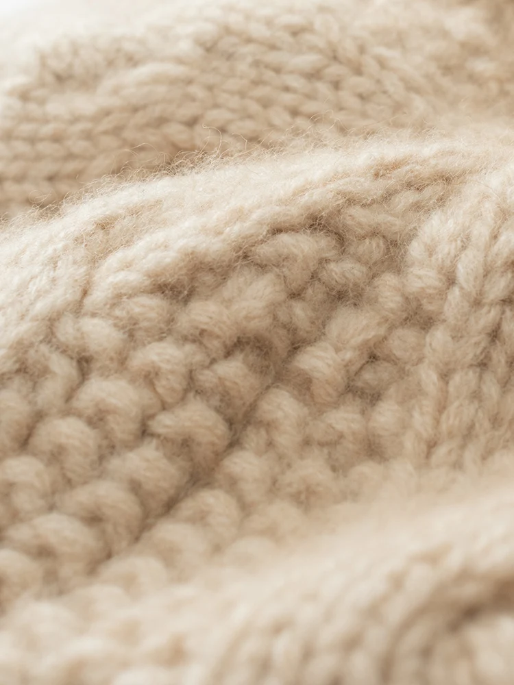 レディース100%カシミヤケーブルニット厚手ベレー帽秋冬装飾グレーススタイルオフィスレディカシミヤニット帽高品質