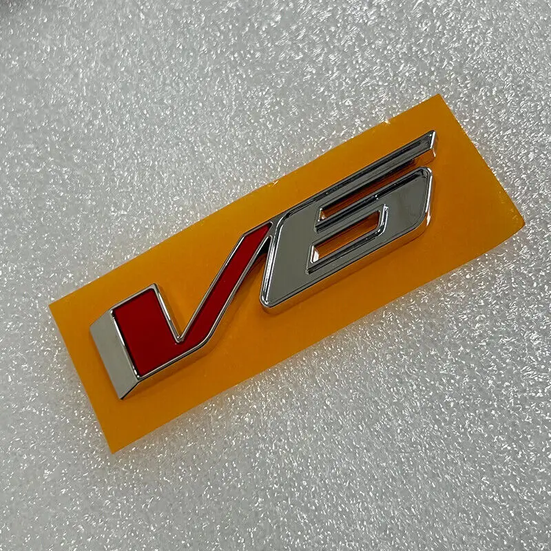 1pcs V6 Emblem 3D Badge Truck Nameplate Sticker Decal Replacement for 17-21 Colorado (Silver/Red)