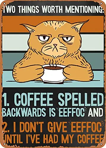 Coffee Spelled Backwards Vintage Look Metal Sign Art Prints Retro Gift 8x12 Inch