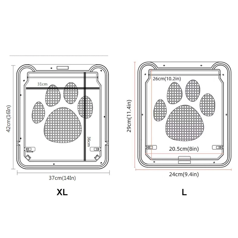 Dog Cat Screen Door Lockable Puppy Safety Magnetic Flap with 4 Way Security Lock ABS Plastic Free Entry And Exit For Small Pets