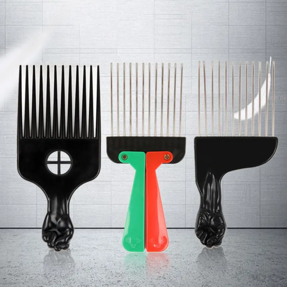 1 Pc Styling Comb Professional Steel Needle Hairdressing Tool For Men Afro Fork Comb Stainless Steel Wide Teeth Curly Hair Comb