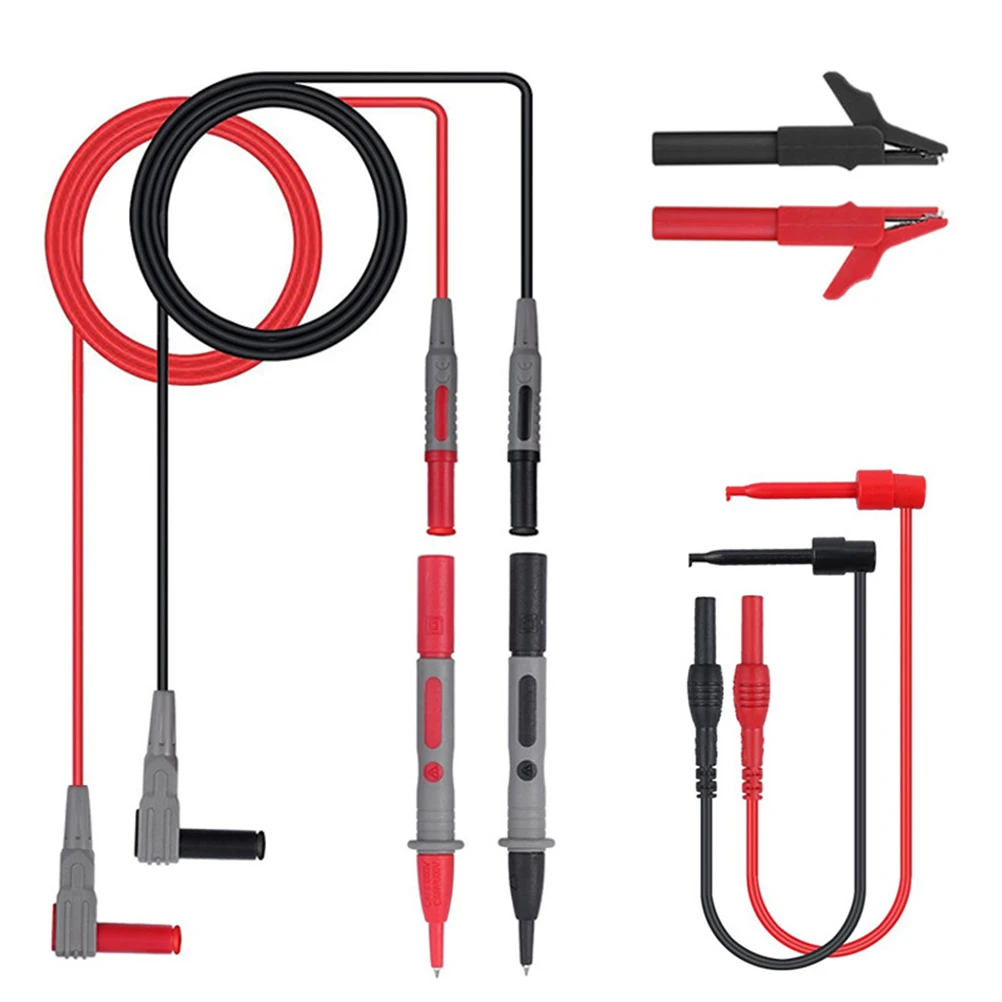 

Electronic Test Leads Kit Crocodile Clips Multimeter Leads Black Automotive Alligator Insulated Probes Removable Tips Banana