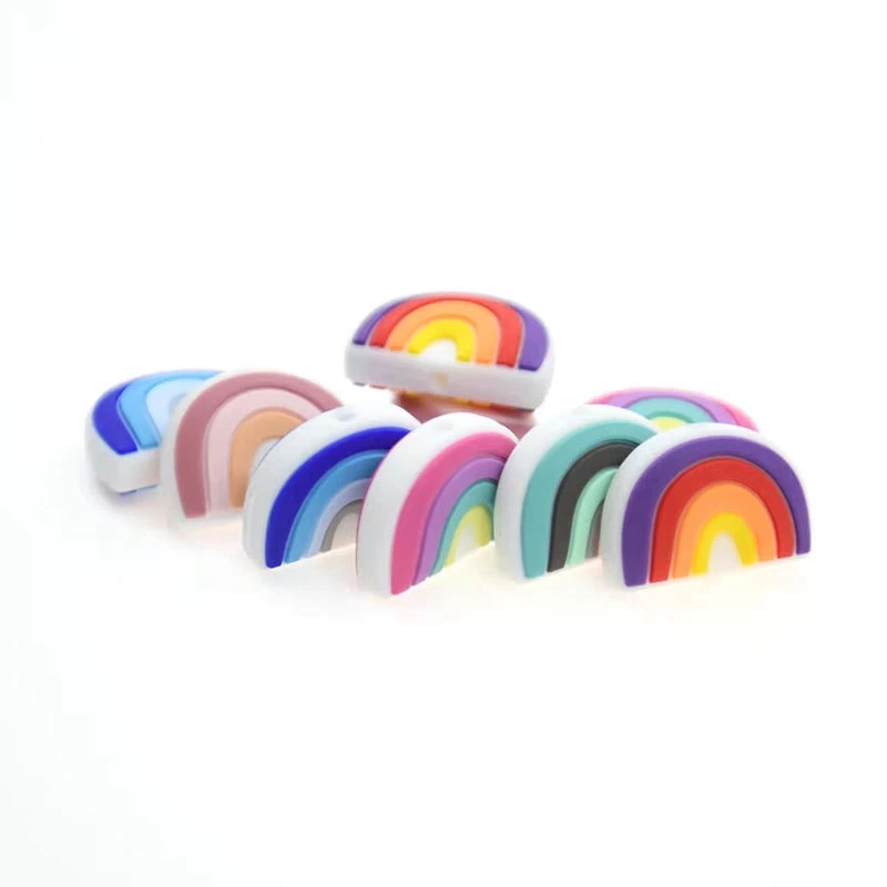 5/10Pcs Mini New Rainbow Silicone Beads Cartoon Pacifier Toy Accessories Beads For Jewelry Making Bulk DIY Bracelet