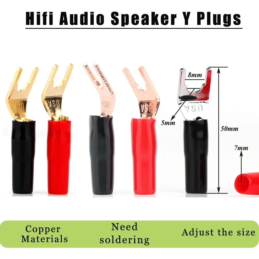 SY1530 Czysta miedź USA Wtyczka Y Audio Y Złącze widełkowe Wtyczka kabla głośnikowego Hi-Fi Wtyczka widełkowa Y Hi-End