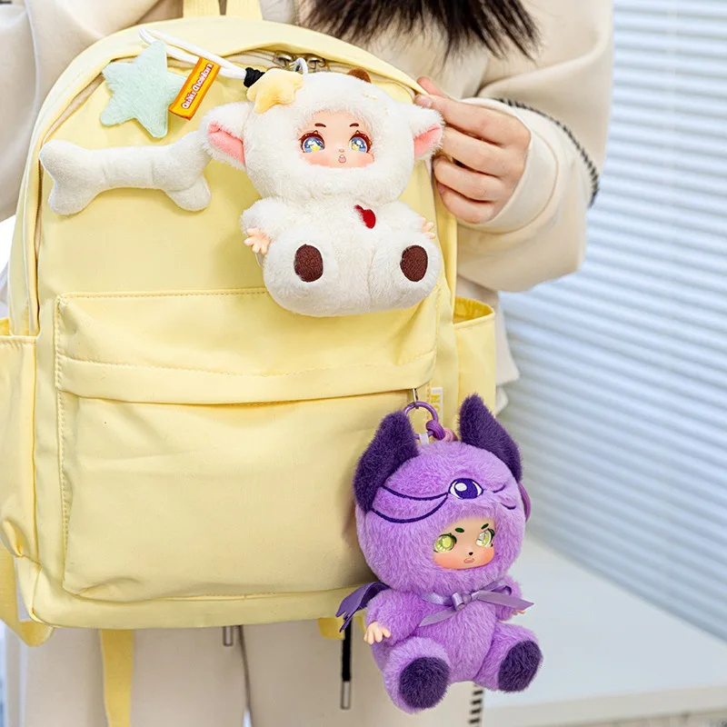 14CM Kawaii Miniso Backpack Vinyl Plush Toys Pendant Doll Animal Werewolf Series Figure Trendy Doll Toy Birthday Gifts