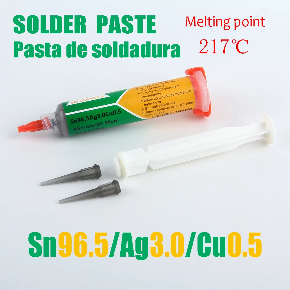 Sn96.5Ag3.0Cu0.5 20g Solder Paste Needle Tube Type 3% Silver-containing Solder Strong Conductivity Melting Point 217C Firm Solde