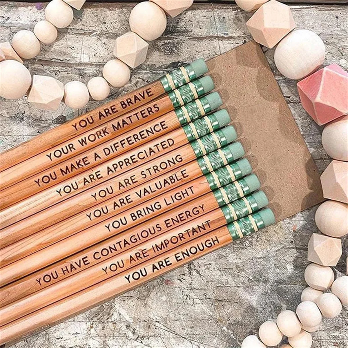 Affirmation Pencil Set 2023 New Inspirational Pencils with Motivational Sayings Wooden Motivational Pencils As Shown