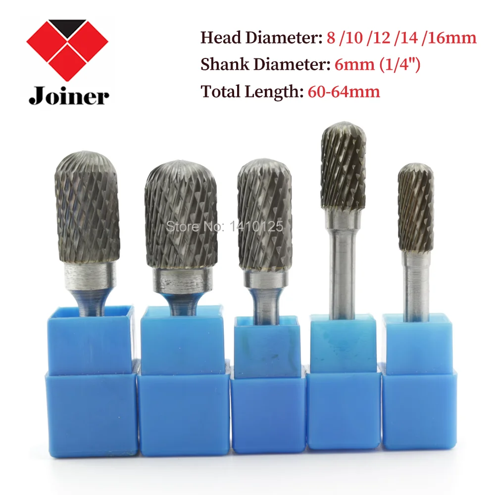 6 مللي متر عرقوب x 8 10 12 14 16 مللي متر شكل الرأس اسطوانة الكرة الأنف التنغستن الصلب الصلبة نتوءات كربيد أداة دوارة مثقاب الخشب Dbl نهاية قطع #1