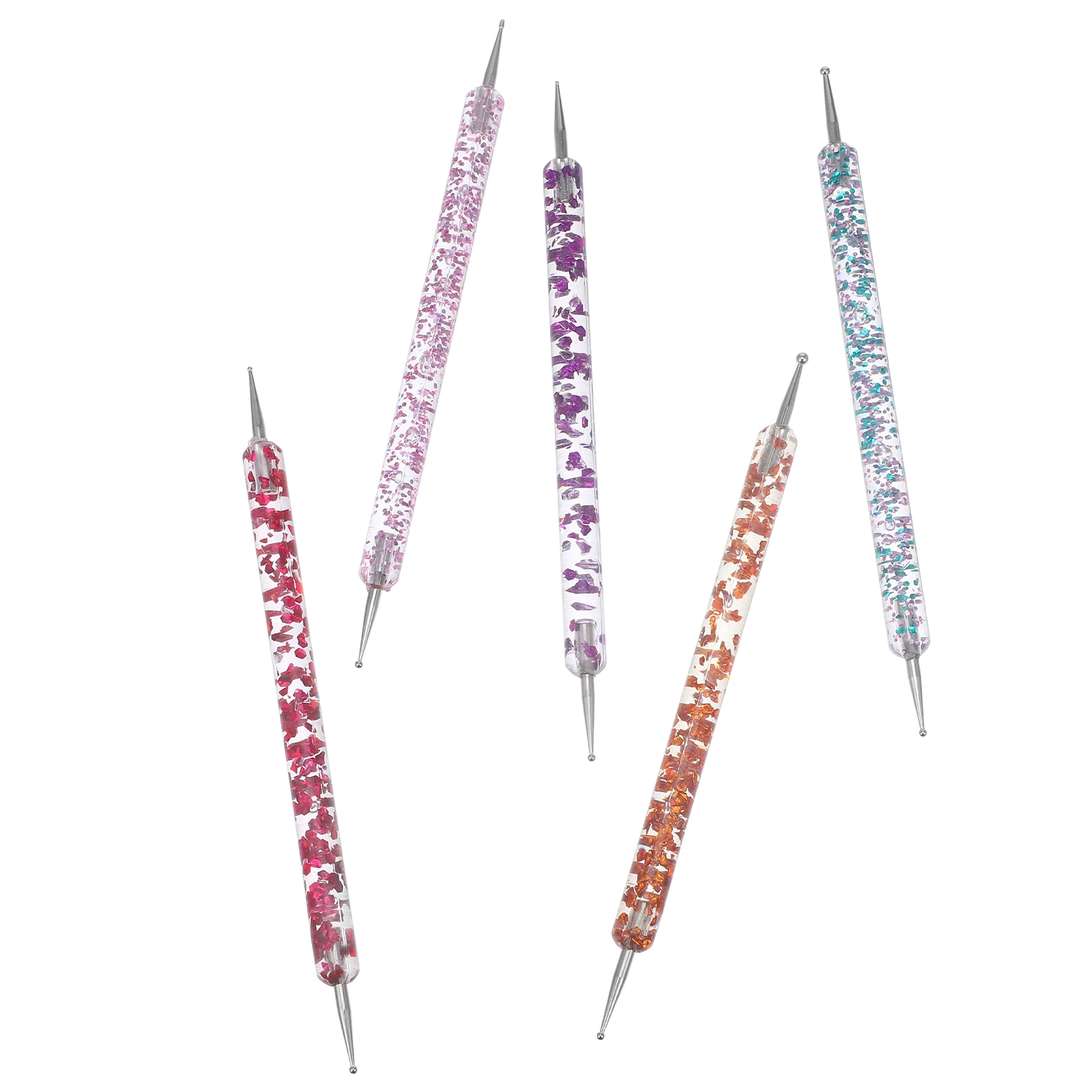 5 個ネイルアートツールセットデュアルエンドドットペンアクリルマニキュア用ラインストーンピッカーシリコーンペン初心者サロン Diy 装飾ネイル
