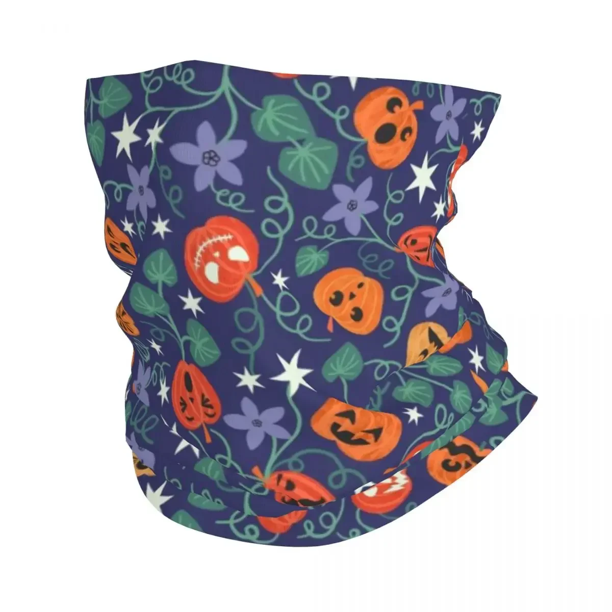 Halloween Pumpkin Bandana Winter Neck Warmer Men Windproof Wrap Face Scarf for Hiking Gothic Witch Gaiter Headband