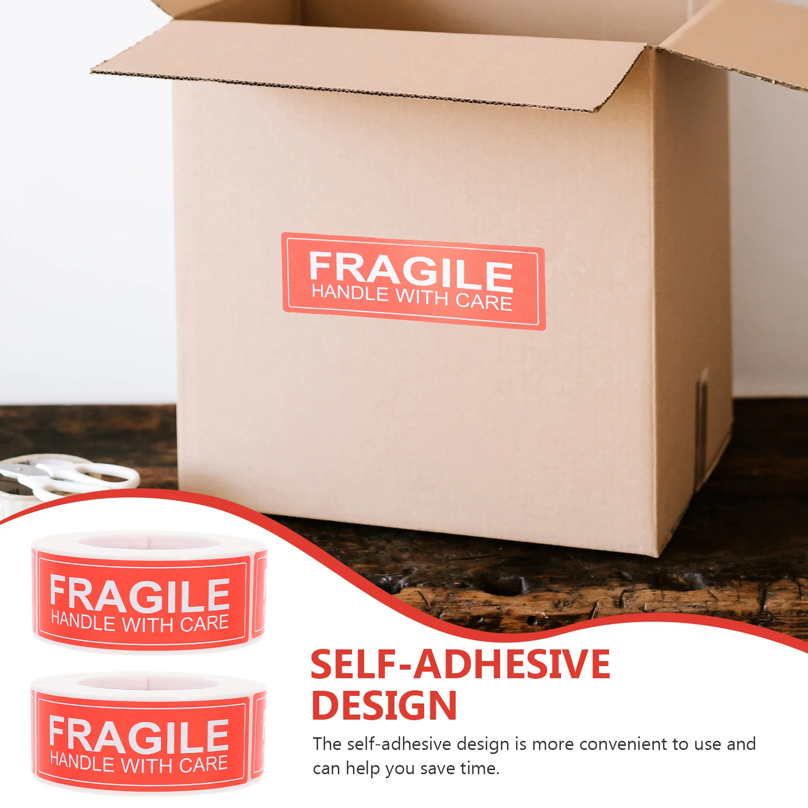 

2pcs 2 Rolls Fragile Warning Stickers Labels Self-Adhesive Packaging Shipping Care Label For Boxes Glass Metal Plastic Surfaces